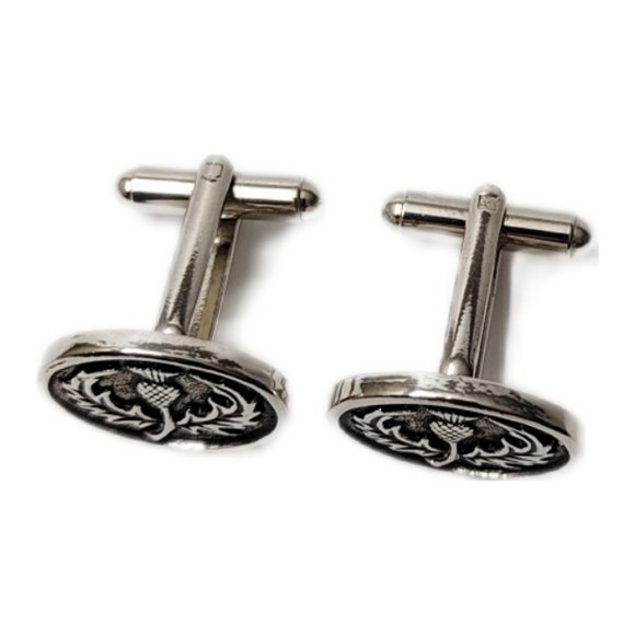 Art Pewter Scottish Thistle Cufflinks - Picture 2 of 5
